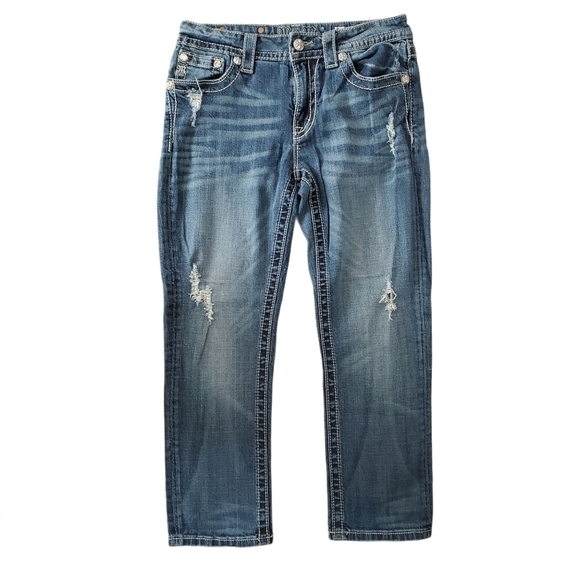 Miss Me Boyfriend Capri Cropped Embellished Jeans - Picture 1 of 14